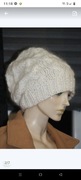 czapka beanie rekodzielo moher biel cukrowa XL