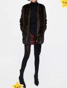 NOWA SUPER KURTKA FUTERKO WSTAWKI SKÓRA BRĄZ ZARA S 36