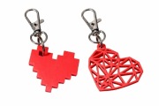 Zestaw 2x brelok serce 3D _ pixel + geometryczne _ prezent