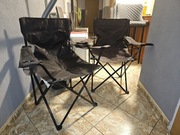 Lekkie Krzesło Składane Kempingowe z Oparciem Turystyczne Czarne 2 szt 