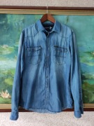 koszula dżinsowa rozpinana męska damska z kołnierzykiem casual slim fit 