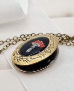 Ręcznie malowany naszyjnik, sekretnik, muchomor, amanita