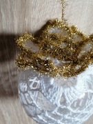 Zestaw ręcznie wykonanych  6 szt bombek koronkowych białych.  8 cm 