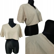 *TOP T-SHIRT BLUZKA BLUZA ZARA S BAWEŁNA BEŻ KRÓTKI DRES GRUBA JAK BLUZA
