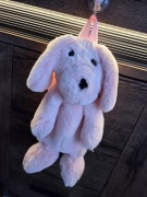 Szachownica nowy pluszowy plecak plecaczek różowy pies piesek 40 cm x 18 cm