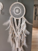 Biało kremowy, łapacz snów 21 cm x 88 cm