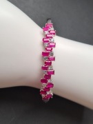 Bransoletka bangla, srebro 925 rodowane, rubiny afrykańskie, cyrkony