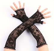 Damskie gotyckie rękawiczki koronkowe bez palców, styl barokowy 40 cm