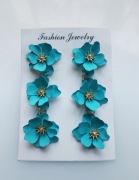 Kolczyki kwiaty kwiatuszki turkusowe długie wiszące 