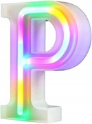Lampka nocna LED litera P neon kolorowe światło stojąca 16,5 cm