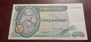 BANKNOT ZAIR 5 ZAIRES 1977 rok 