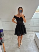 Missguided czarna elegancka sukienka off shoulder S/36