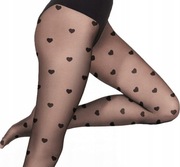 Gatta rajstopy wzorzyste fantazyjne w serduszka.serca roz.3 M czarne Gatta