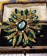 Broszka retro zielone cyrkorie 