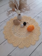 Szydełkowa serwetka, waniliowa, średnica ok 40 cm