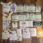 Stare etykiety wódka i wina Campari, Sofia i inne - zestaw