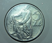 5 zł Rybak z 1974 roku okaz z PRL nr. 4