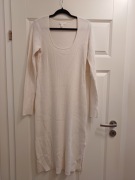 Sukienka dzianinowa H&M prążkowana midi kremowa rozmiar L