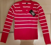 Bluzka sweterek czerwony w białe paski M