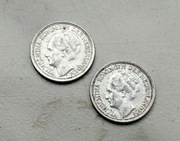 Holandia  10 Cent 1937 i 38 r srebro patyna 