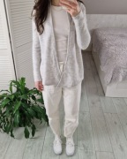 H&M szary kardigan sweter prążkowany 30% moher wełna M