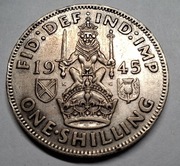 Stara moneta Anglia One Shilling 1945 1 Szyling srebro