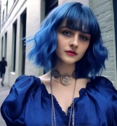 Peruka damska niebieska bob włosy z grzywką dostawa 24h PL