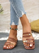 BRĄZOWE KLAPKI PŁASKI OBCAS rozm. 36,5 (B020) 