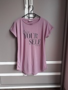 T-shirt damski koszulka z krótkim rękawem tunika fioletowa liliow Janina XS