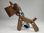 Drewniana lampka pies – lampa stołowa, biurkowa, nocna LED, rękodzieło