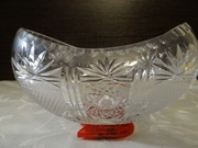 Kryształowa owocarka, misa recznie szlifowana PRL