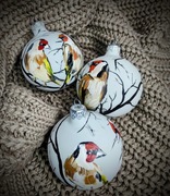 Bombki z motywem ptaków – ręcznie malowane – szkło 8 cm – ozdoby świąteczne