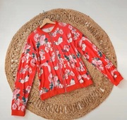 Bluza bomberka floral 48 4xl czerwona kwiaty kwiatki ściągacze plus size 
