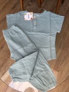 Muślinowy komplet spodnie baggy T-shirt 92 cm
