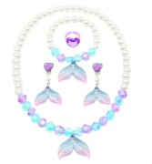 Zestaw biżuterii dla dziewczynki Syrenka Syrena kostium naszyjnik klipsy