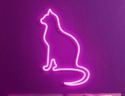 Neon LED Kot na śianę - różowe światło