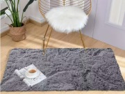 Szary Puszysty Pluszowy Dywanik 60x120 cm – Miękki