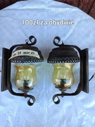 Dwie lampy ścienne z żelaza kutego