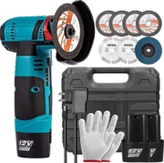 SZLIFIERKA KĄTOWA AKUMULATOROWA BEZSZCZOTKOWA MINI GUMÓWKA 2x AKU