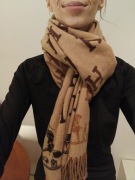 Hermes szal kaszmir błekit beż wyprzedaż