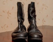 Vintage Czarne Skórzane Buty Motocyklowe Engineer Biker Z Klamrami