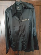 Koszula męska satynowa czarna RIP Baranina gangster NOWA M 