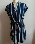 Stylowa sukienka/tunika w paski wiązana w pasie rozmiar S