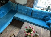 Sofa narożnik niebieski