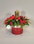 Stroik świąteczny bożonarodzeniowy z czerwonym ptaszek. Rękodzieło!