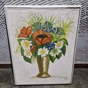 Obraz olejny Kwiaty w Wazonie Z.Przybylski, 1957r. vintage, prl, sygnowany