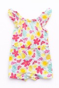 Kombinezon letni dziewczęcy kolorowy biały kwiaty 74