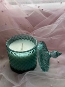 Świeca sojowa handmade jaśmin – ozdobne szkło z pokrywką świeczka sojowa