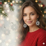 Kolczyki Białe Płatki Śniegu - Bigle Posrebrzane, Antyalergiczne