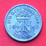 6  Pensów  1947  r -     Anglia    Jerzy VI